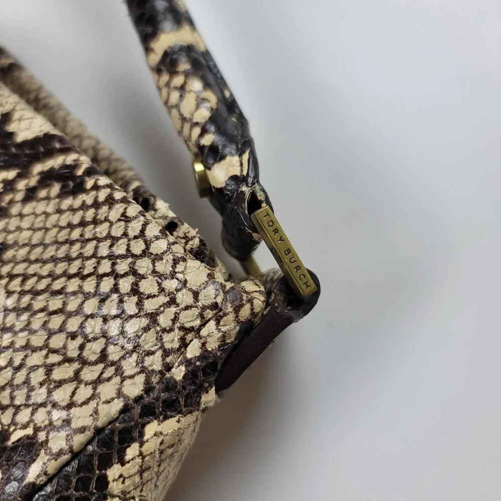 Tory Burch Snakeskin Shoulder Handbag Designer Animal Print Luxury Purse
